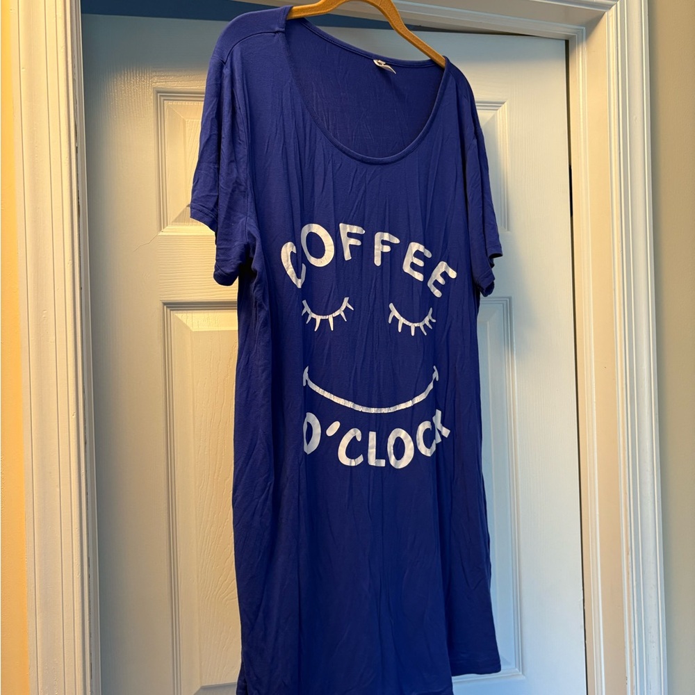 Blue 'Coffee O'Clock' PJ Shirt, size 2X
